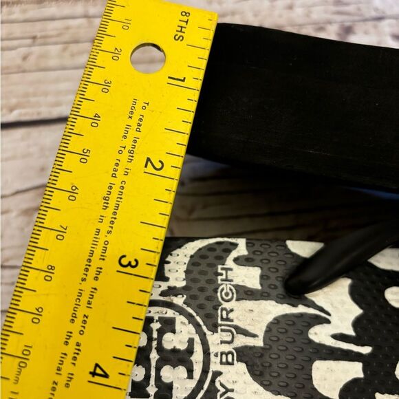 Tory Burch Wedge Flip Flop Thong Sandals Black White Size 9-10 see sizing - Picture 5 of 16